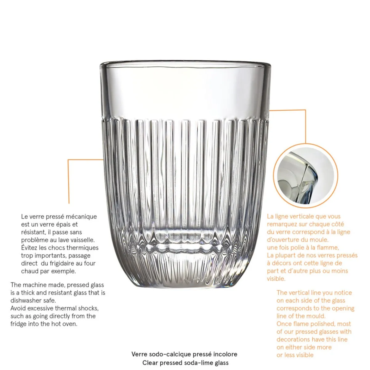 Gobelet forme haute verre pressé 34 cl Ouessant - LA ROCHERE