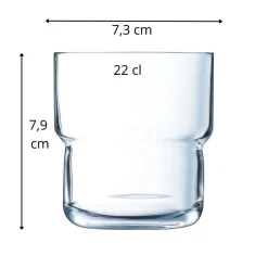 Gobelet forme haute verre trempé 22 cl Log - ARCOROC Discount