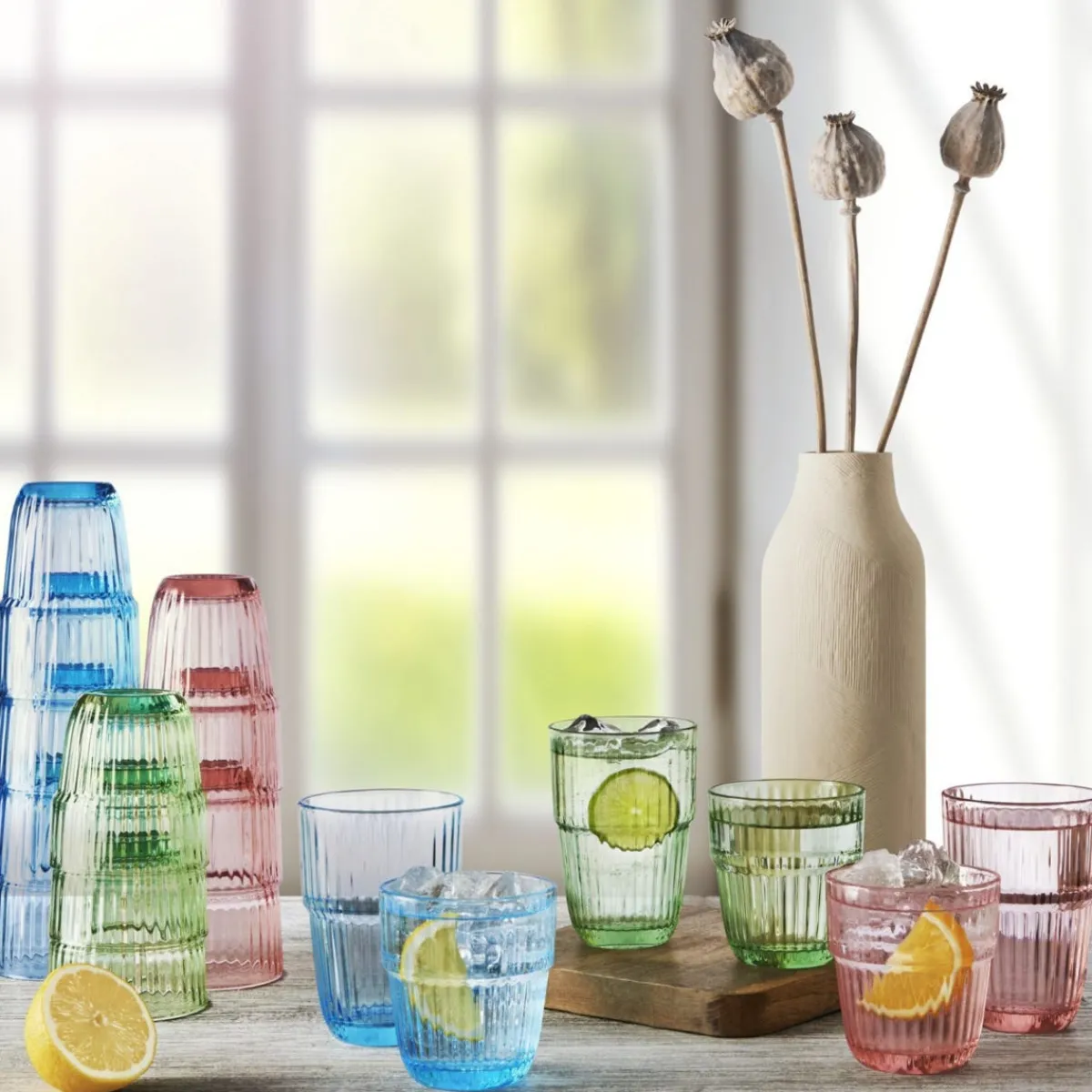 BORMIOLI ROCCO Gobelet forme haute vert verre trempé 38 cl Barshine Sale