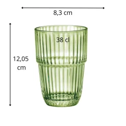 BORMIOLI ROCCO Gobelet forme haute vert verre trempé 38 cl Barshine Sale