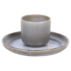 Gobelet rond bleu glacier grès émaillé 9 cl Ø 6,3 cm Snow - PRO.MUNDI Outlet