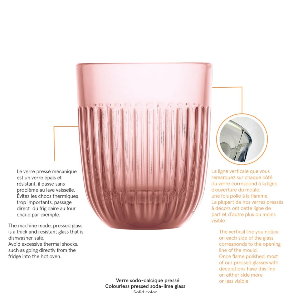 Gobelet rond rose verre 26 cl Ouessant - LA ROCHERE Discount