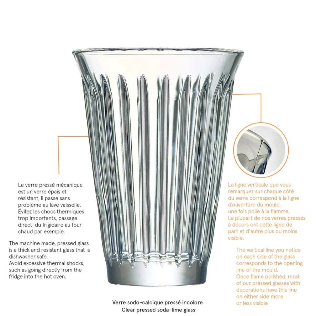 LA ROCHERE Gobelet verre pressé 36 cl Zinc Discount