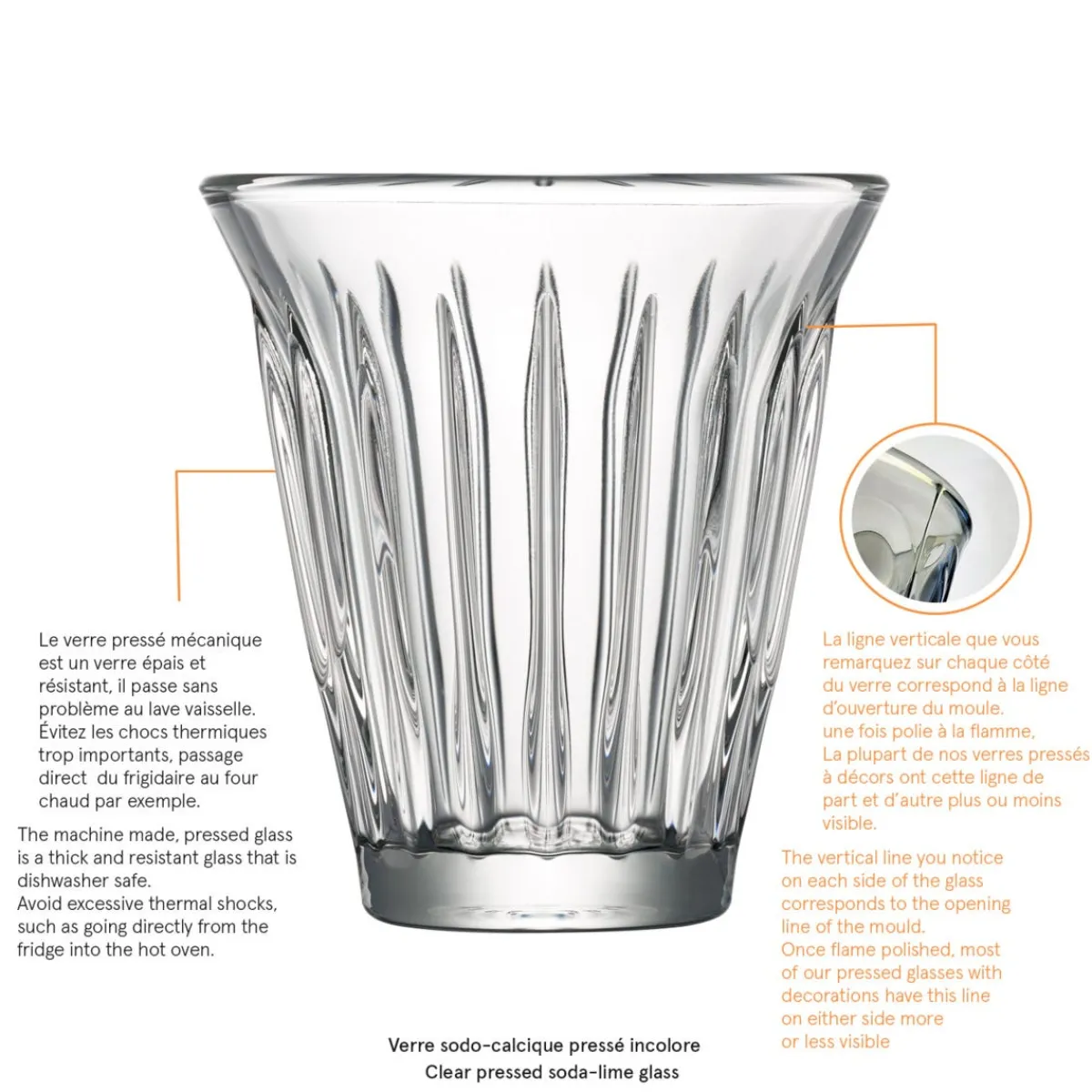 Gobelet verre pressé 19 cl Zinc - LA ROCHERE Clearance