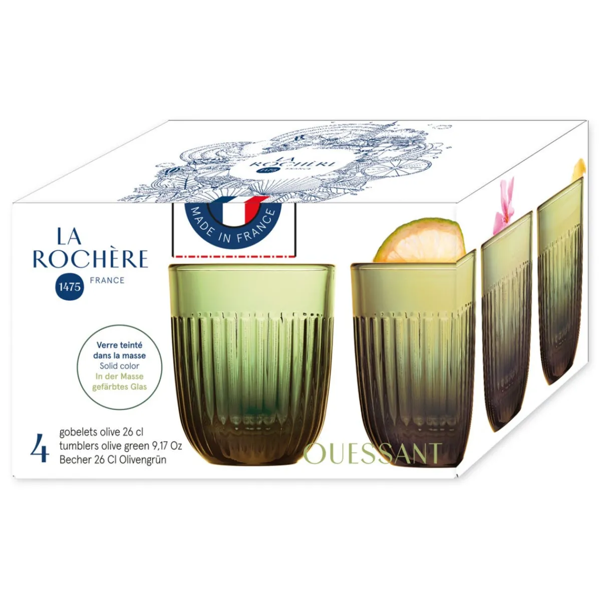 LA ROCHERE Gobelet vert verre pressé 26 cl Ouessant Hot
