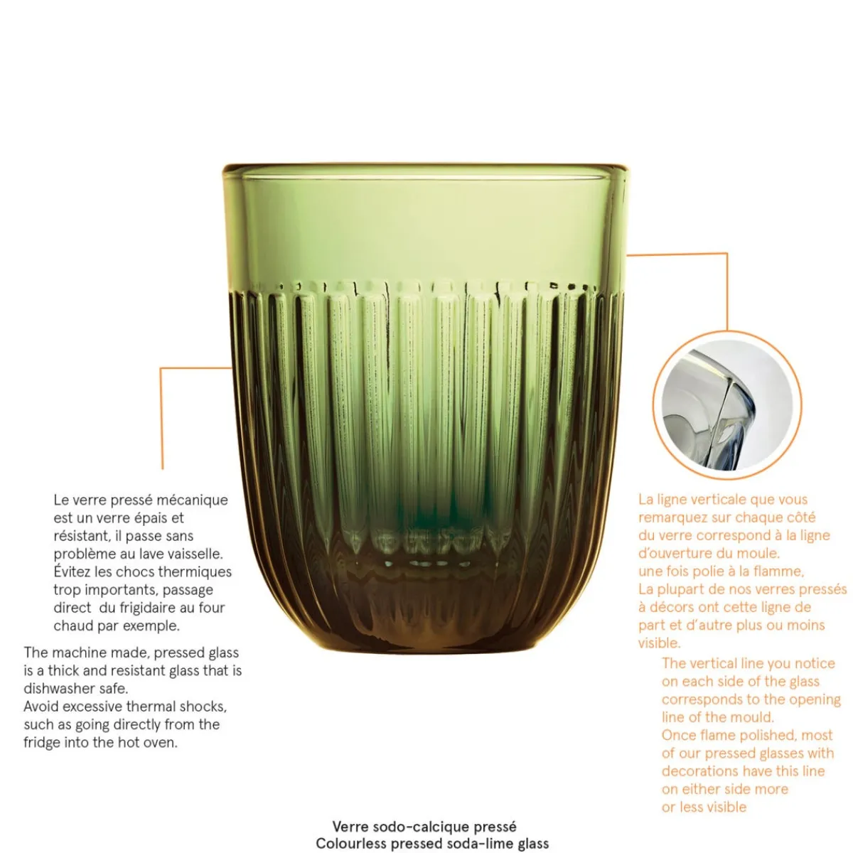 LA ROCHERE Gobelet vert verre pressé 26 cl Ouessant Hot