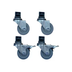 Kit de 4 roues pivotantes pour table en inox dont 2 avec frein inox - PROINOX