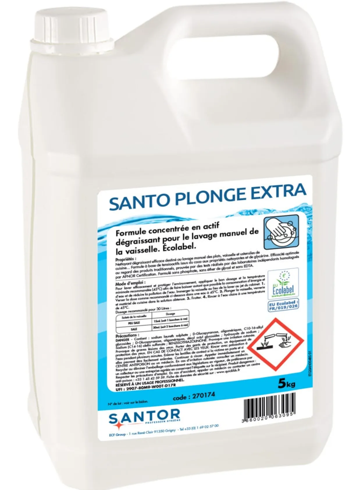 SANTOR Liquide vaisselle à la main 5 KG Santoplonge Extra Outlet