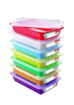 Lot de 7 bacs plats temoin 3L avec couvercle Avec couvercle plastique 35x24x8 cm 3 L fond plein parois pleines - GILAC Best