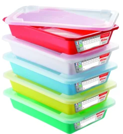 GILAC Lot de 5 bacs plats temoin 3L avec couvercle Avec couvercle plastique 35x24x8 cm 3 L fond plein parois pleines (5 pièces)