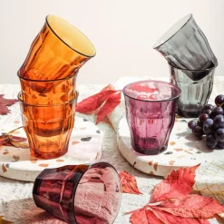 Lot de 4 gobelets forme basse multicolore verre trempé 25 cl Picardie (4 pièces) - DURALEX Discount