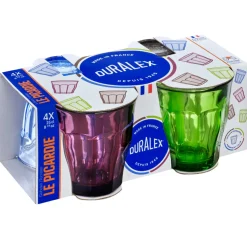 Lot de 4 gobelets forme basse multicolore verre trempé 25 cl Picardie (4 pièces) - DURALEX Discount