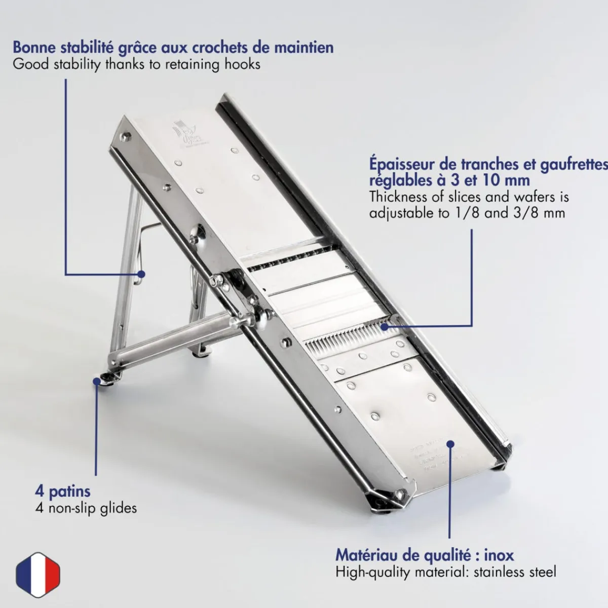 Mandoline sans chariot inox 41x13,5x4,5 cm - L.TELLIER Clearance