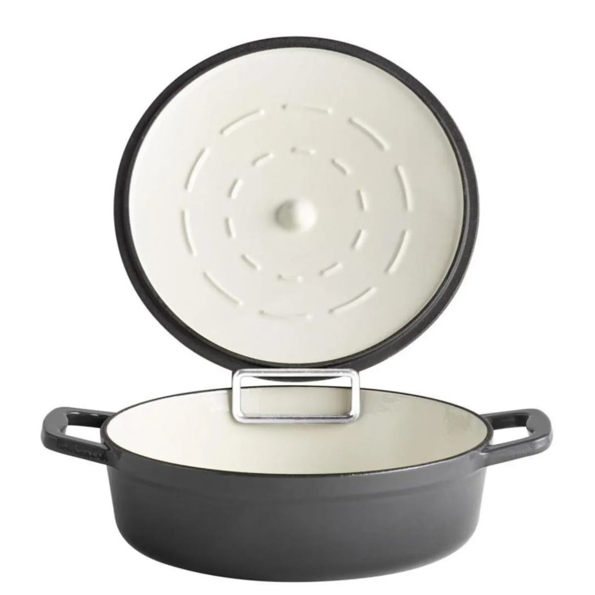 Marmite fonte émaillée inox Sans revêtement Avec couvercle 25x25x7 cm 2,5 L 5 Stars - APS Outlet