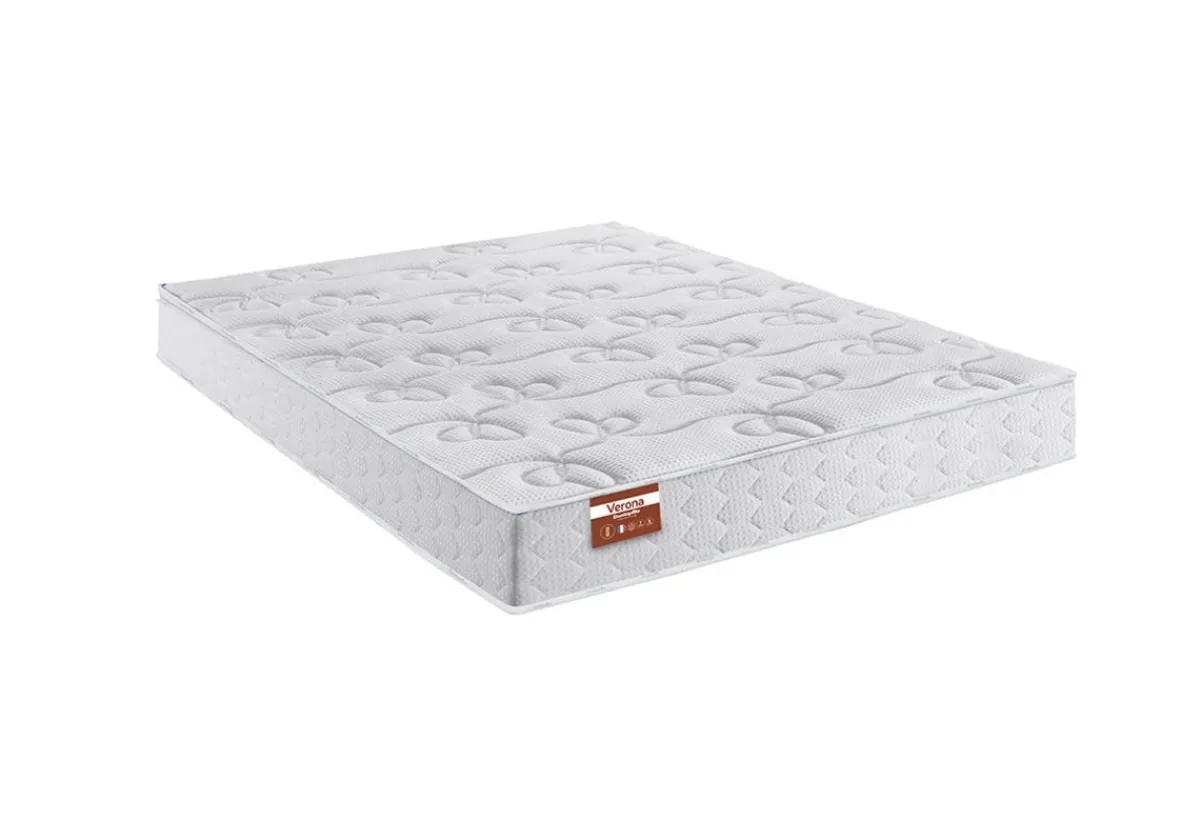Matelas ressort Livré à plat très ferme Classement non feu 200x140x23 cm blanc Verona - DUNLOPILLO Hot