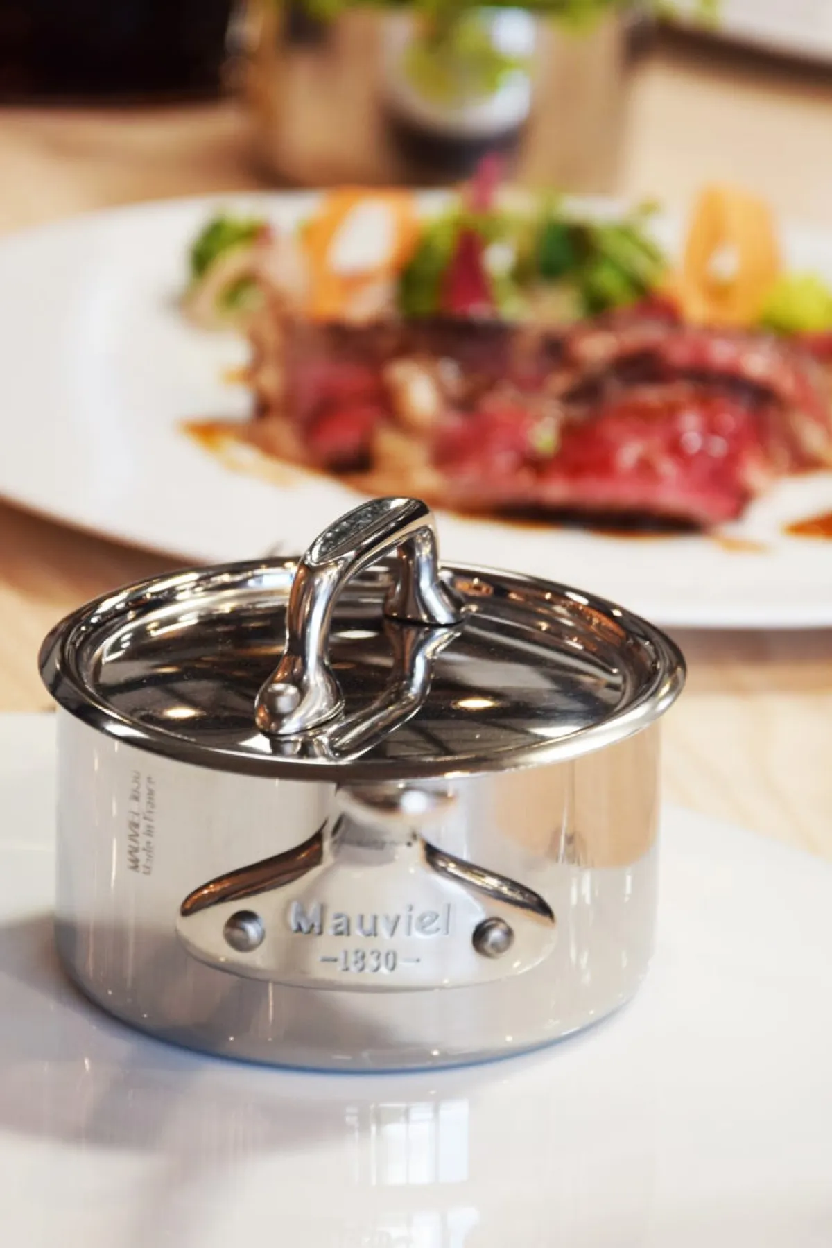 MAUVIEL Mini cocotte avec couvercle inox Sans revêtement Avec couvercle Ø 9 cm 4,5 cm 0,3 L M'minis Sale