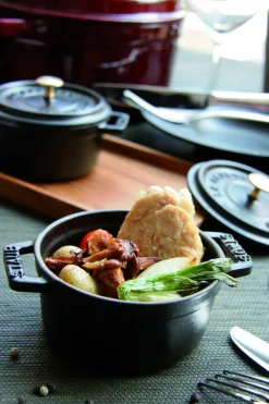 STAUB Mini cocotte fonte d'acier Sans revêtement Avec couvercle Ø 10 cm 7 cm 25 cl (6 pièces) New