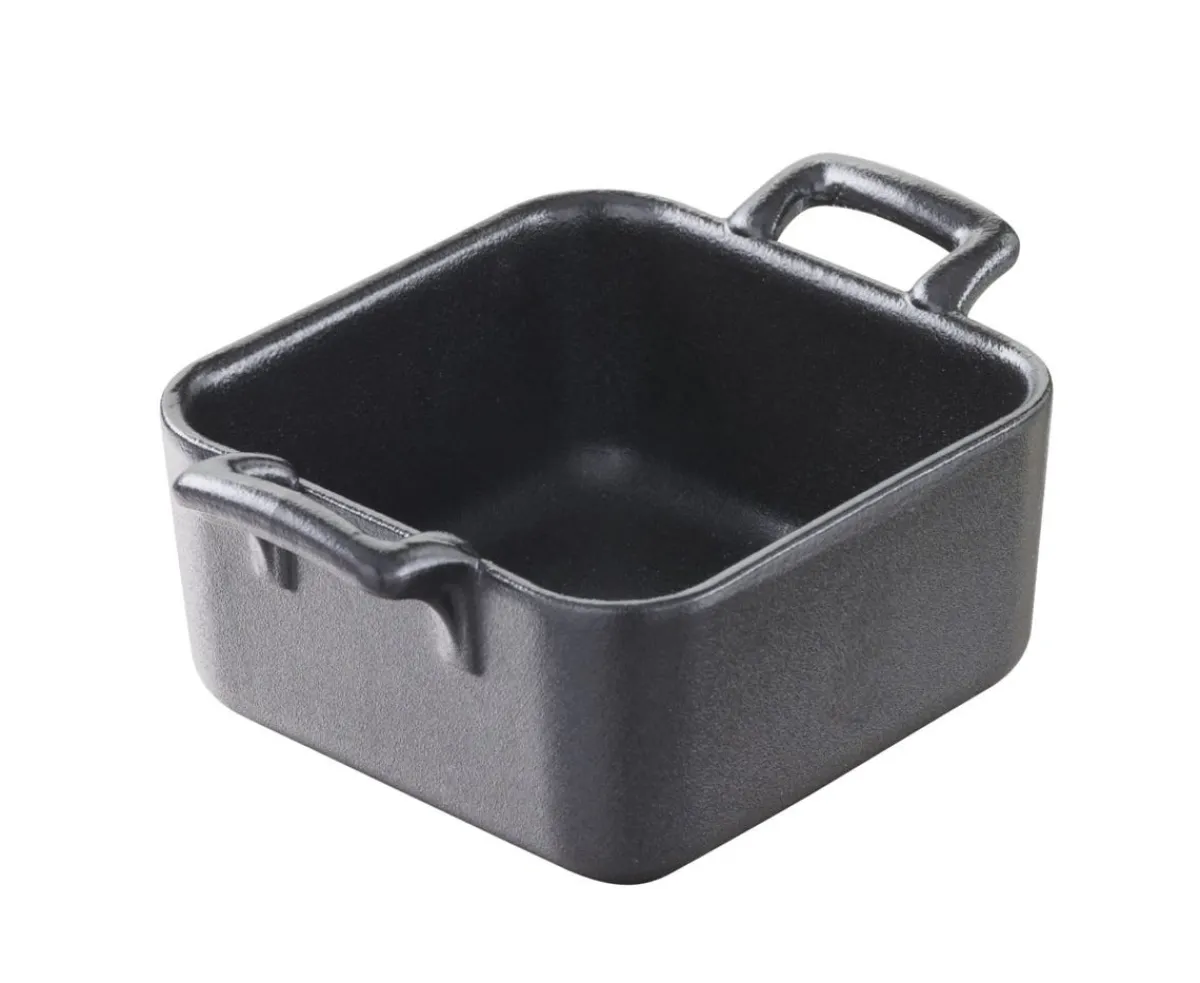 Mini plat carré noir porcelaine culinaire 7x7 cm Belle Cuisine - REVOL New
