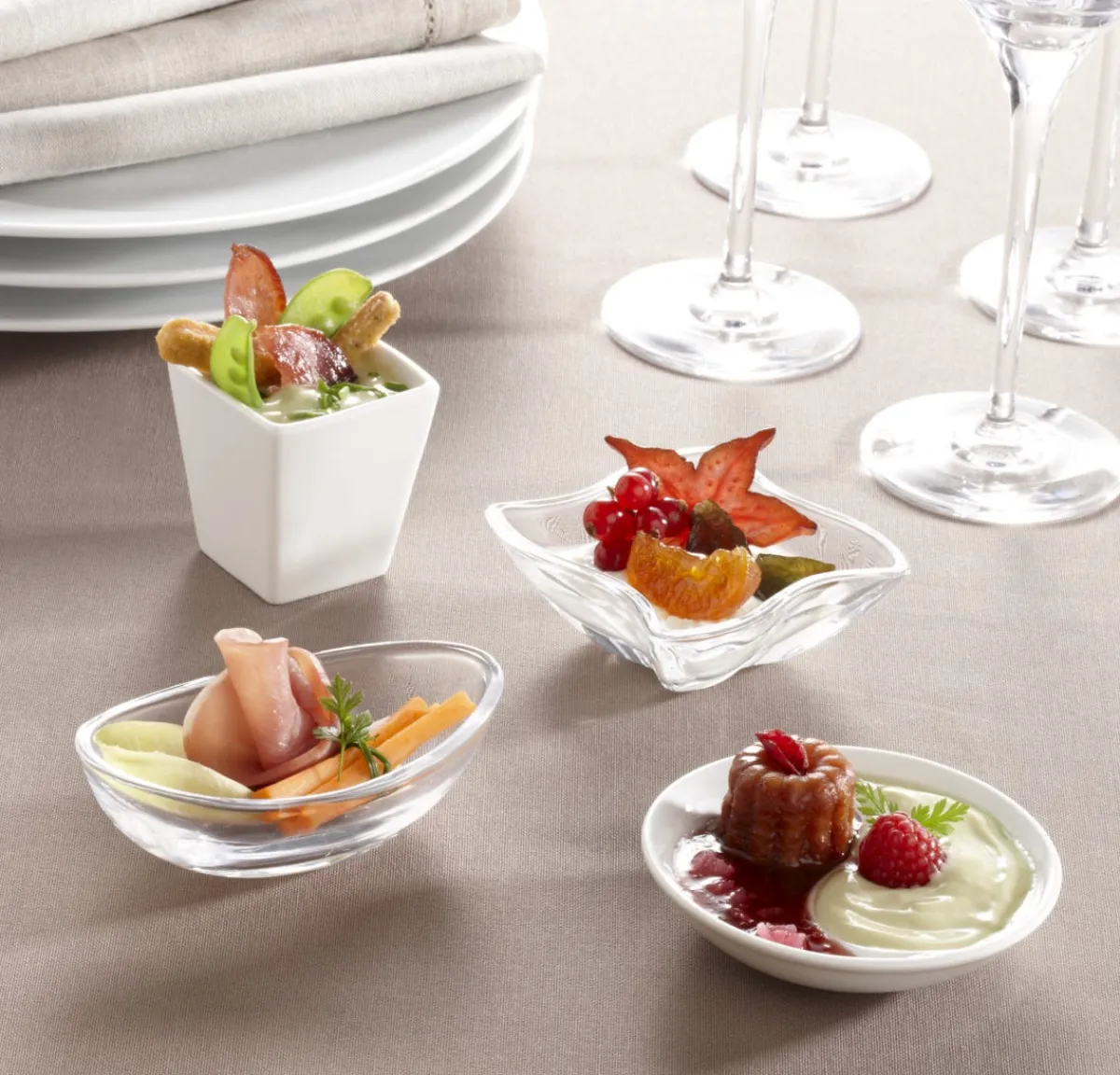 PRO.MUNDI Mise en bouche carré blanc porcelaine 7 cm Playtime Best