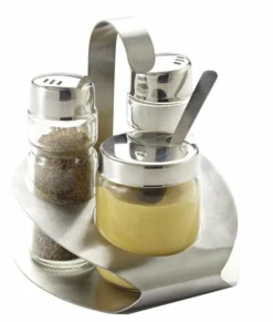 Ménagère sel/poivre/moutarde transparent 10x10x11,5 cm Nova - PRO.MUNDI Discount