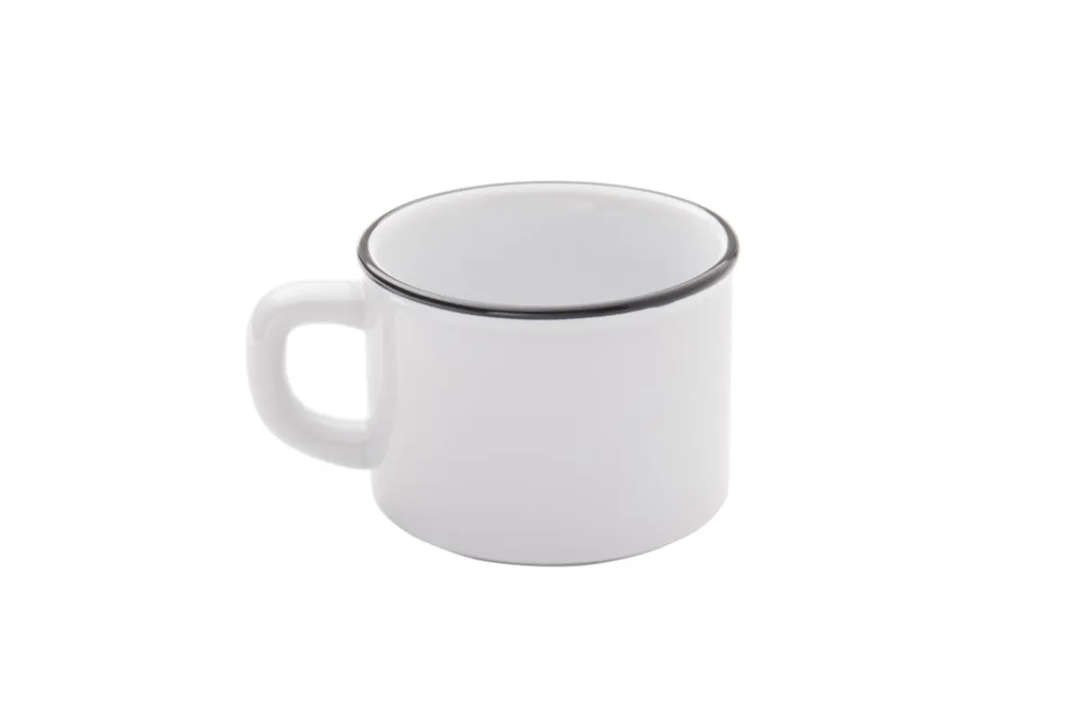 Mug rond blanc grès émaillé 25 cl Ø 8,5 cm Bistrot - PRO.MUNDI Discount
