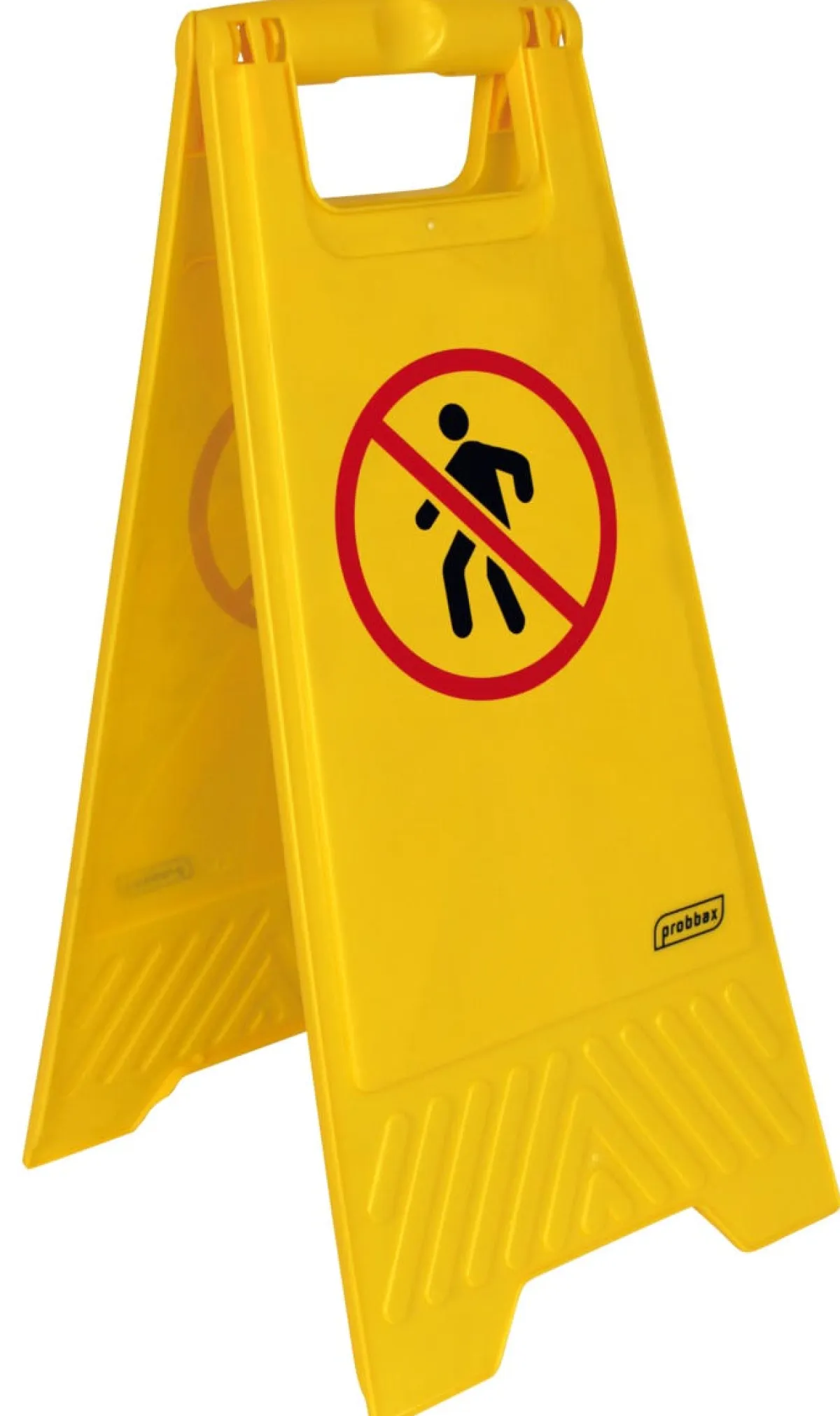 Panneau avertissement interdit aux piétons rectangulaire jaune 28 cm - PROBBAX