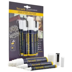 Paquet de 5 feutres craie blanc pointes assorties - SECURIT Hot