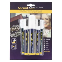 Paquet de 5 feutres craie blanc pointes assorties - SECURIT Hot