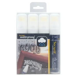 SECURIT Paquet de 4 feutres craie blanc pointe large waterproof Best