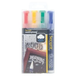 Paquet de 4 feutres craie couleurs assorties waterproof (4 pièces) - SECURIT Clearance