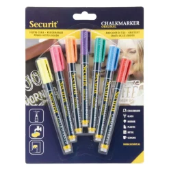 SECURIT Paquet de 7 feutres craie couleur pointe fine