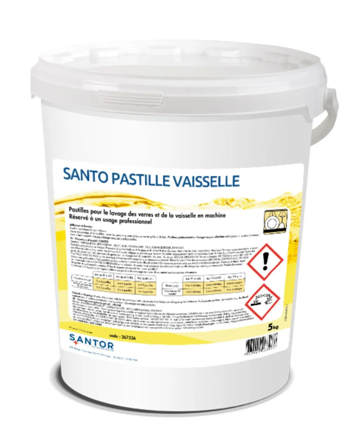 Pastilles de lavage verre et vaisselle en machine 5 KG Santo Pastille - SANTOR New