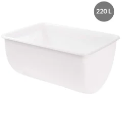 Patière Sans couvercle blanc plastique 93x67x51,1 cm 220 L fond plein parois pleines - GILAC Sale