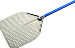 GI METAL Pelle à pizza perforée aluminium anodisé 33x33 cm manche 150 cm Azzurra Hot