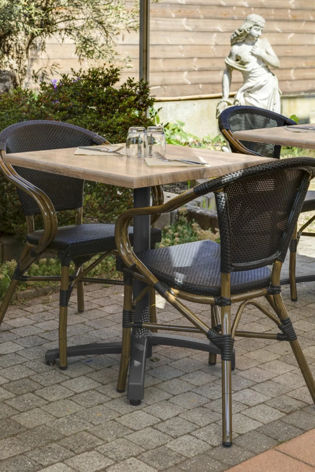 FLEXMOB Pied de table avec système pliant d'extérieur noir mat Kyoto