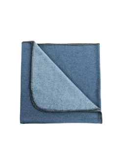 Plaid recycle rectangulaire bleu 90x180 cm Suave Blue Melee - CHAUD DEVANT Sale