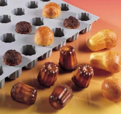 Plaque 28 mini cannelés silicone GN 1/3 30x17,6x3,5 cm Elastomoule - DE BUYER Hot