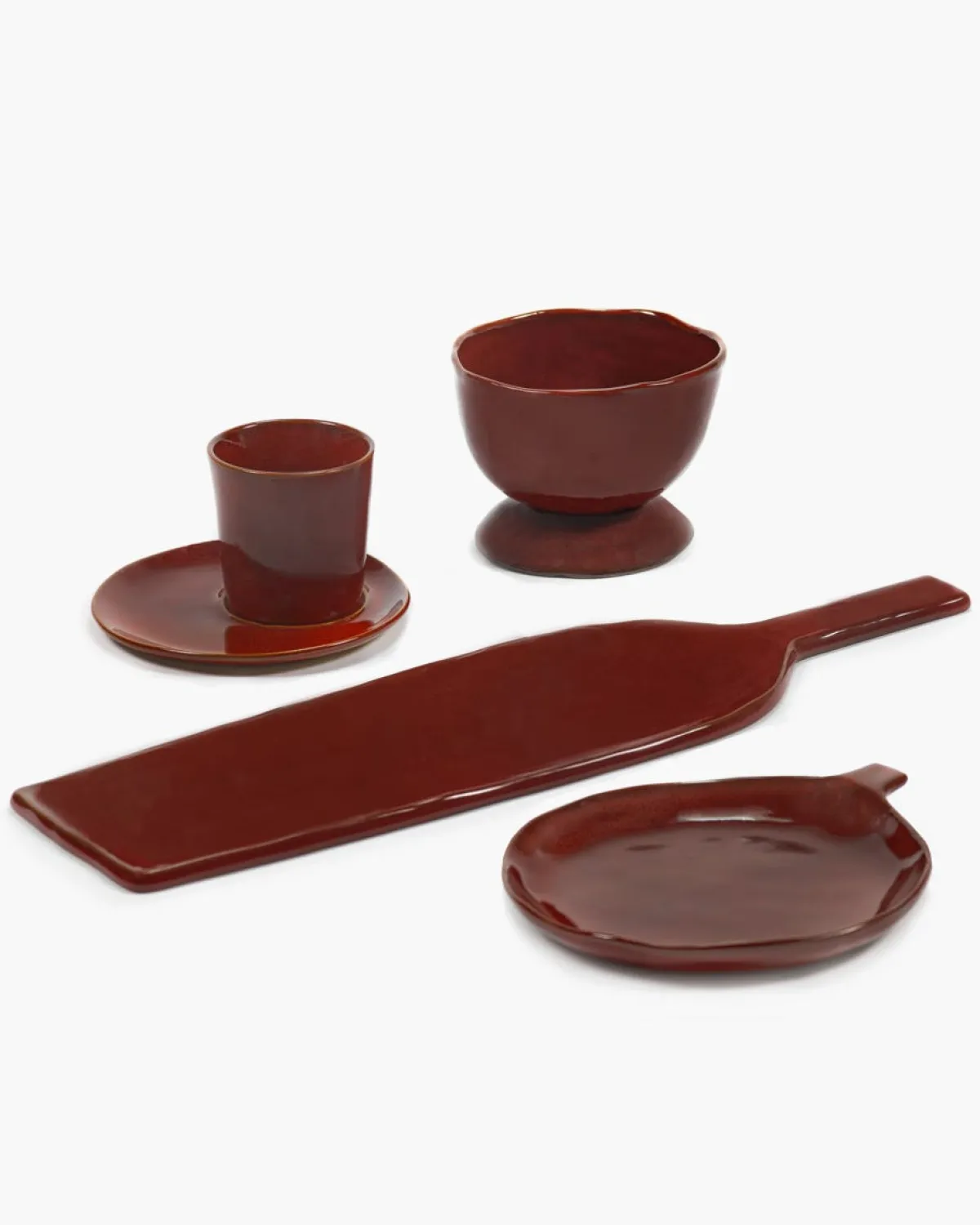 SERAX Plat avec anse rectangulaire Venetian red grès émaillé 46 cm La Mère Discount