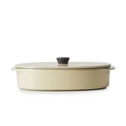 Plat avec couvercle ovale beige porcelaine culinaire 19x13 cm  Caractère - REVOL Outlet
