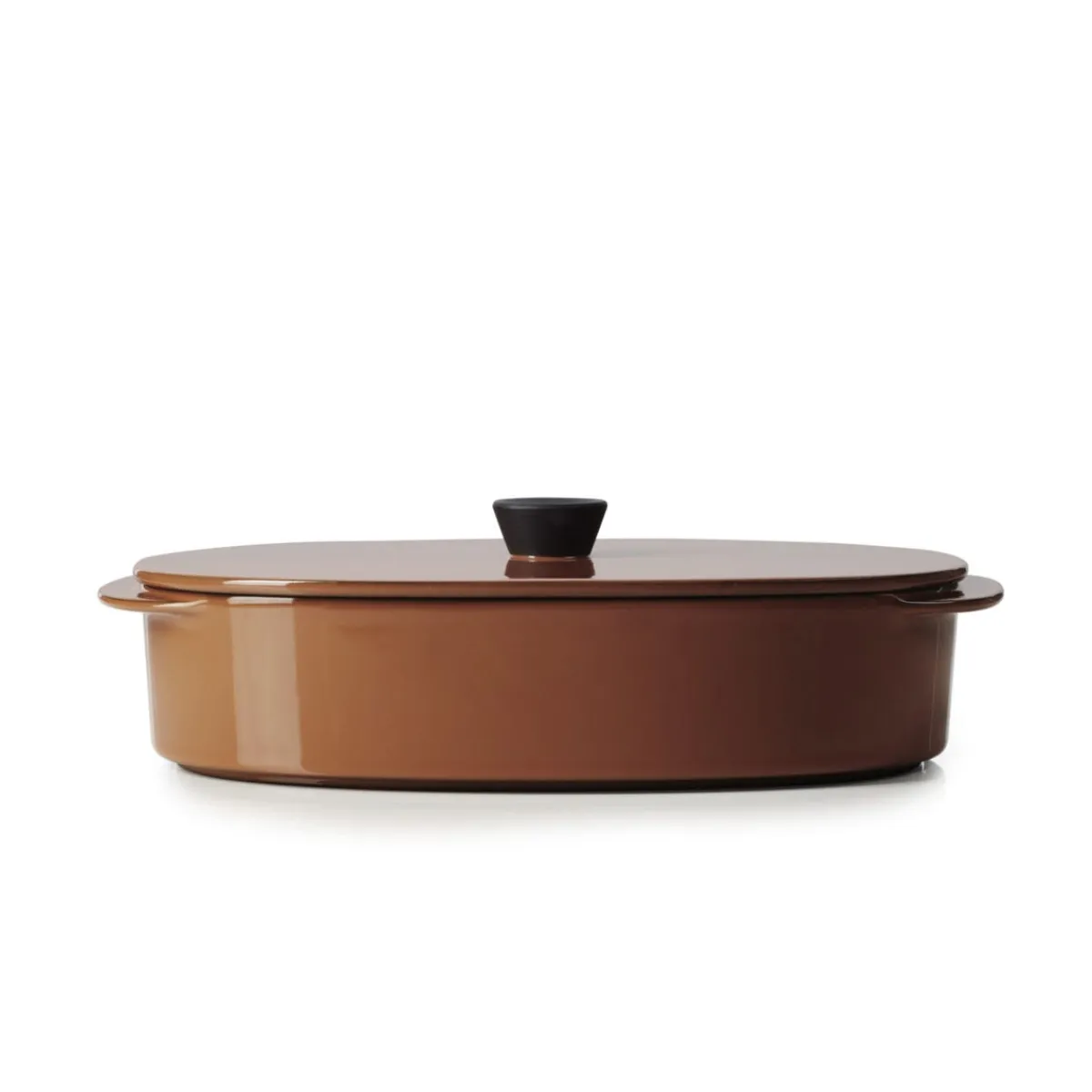 Plat avec couvercle ovale rouge porcelaine culinaire 19x13 cm Caractère - REVOL