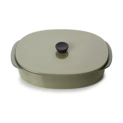 REVOL Plat avec couvercle ovale vert porcelaine culinaire 19x13 cm Caractère Clearance