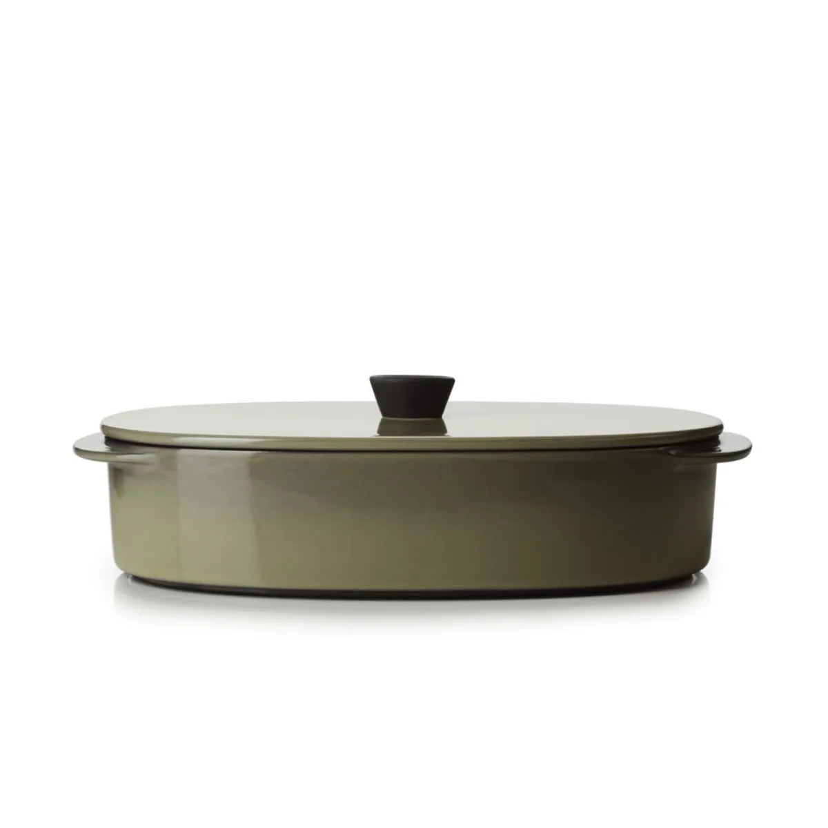 Plat avec couvercle ovale vert porcelaine culinaire 26x18,5 cm Caractère - REVOL