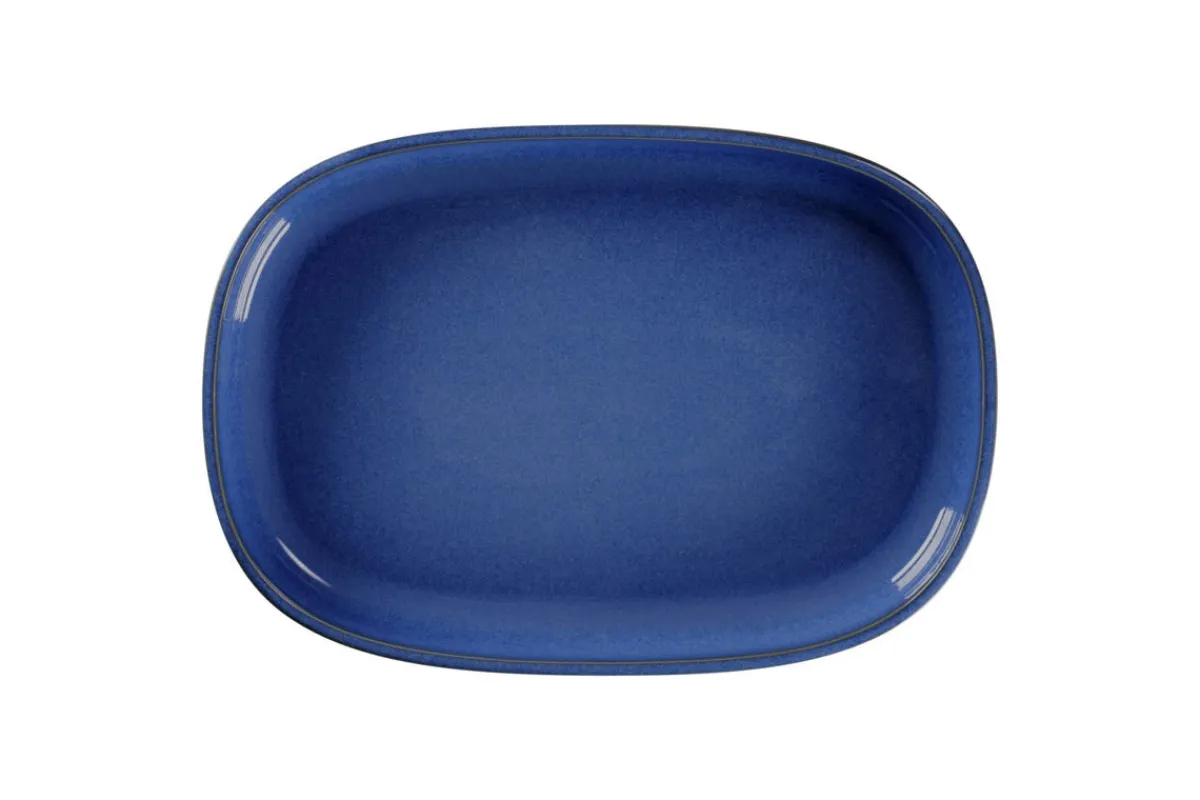 Plat creux ovale bleu porcelaine vitrifiée 33,2 cm stone Ease - RAK New