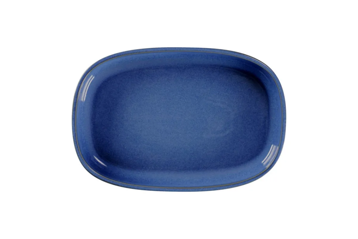 Plat creux ovale bleu porcelaine vitrifiée 30 cm stone Ease - RAK Online
