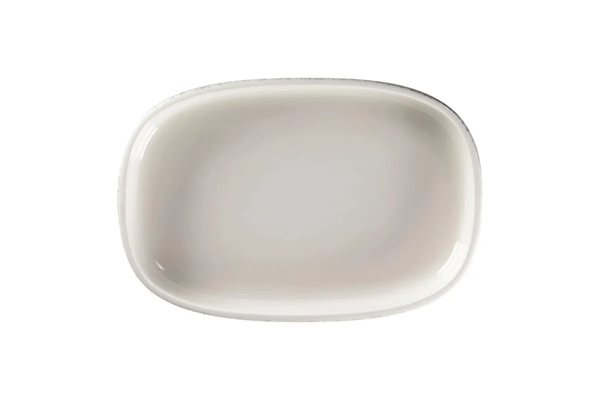 Plat creux ovale gris porcelaine vitrifiée 30 cm stone Ease - RAK Outlet