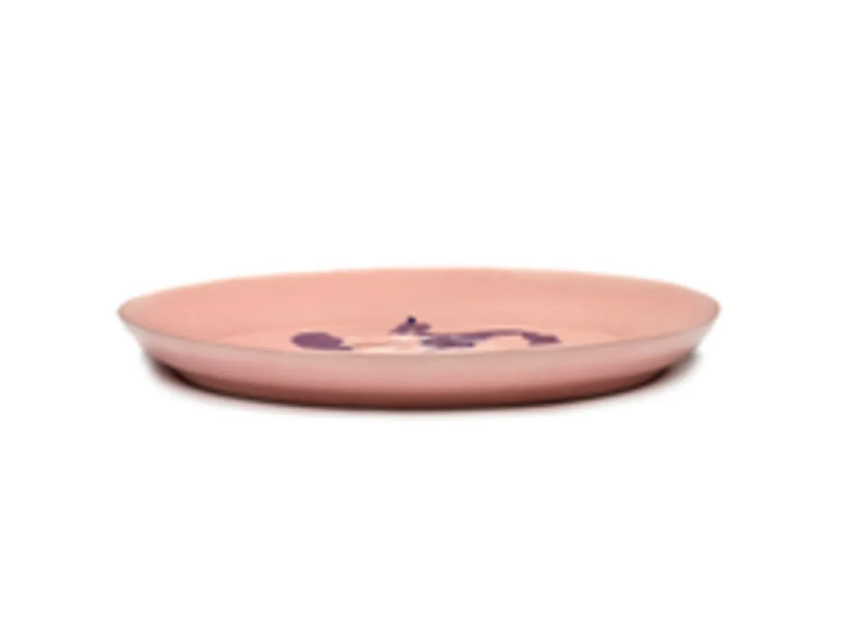 SERAX Plat de présentation rond delicious pink poivron bleu grès émaillé Ø 35 cm Feast By Ottolenghi Discount