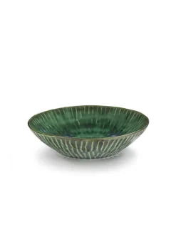 Plat de présentation rond vert grès émaillé 22 cm Ø 22 cm Verde Lanza - SERAX Outlet
