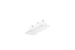 MEALPLAK Plateau avec cloche rectangulaire blanc résine Nacryl® 25 cm New