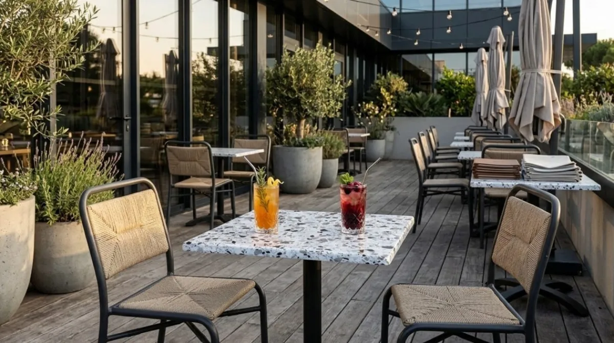 FLEXMOB Plateau de table de terrasse carré corten 65x65x1,2 cm Compact Easy New