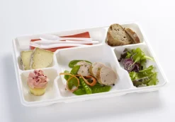 Aucune Plateau repas 6 compartiments rectangulaire blanc plastique 37x27,1x3,4 cm (25 pièces) Best